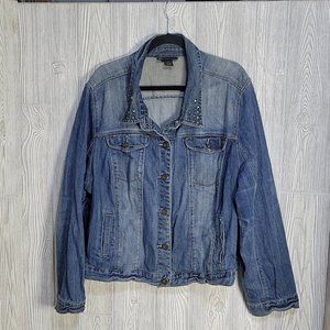 Lane Bryant Denim Jean Jacekt, Studded Detail, Women's 26